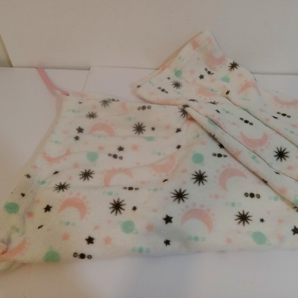 Pajama Bottom Girls Size XL White Pink Green Black Moon Stars Planet